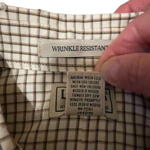 L.L. Bean Wrinkle Resistant Plaid Long Sleeve Button Down Men’s Size Large - Picture 5 of 8